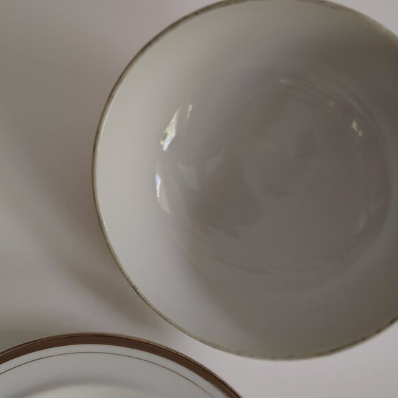 Golden Elegance Round Covered Butter Plate | by Royalton | White with Gold Bands - Picture 3 of 6